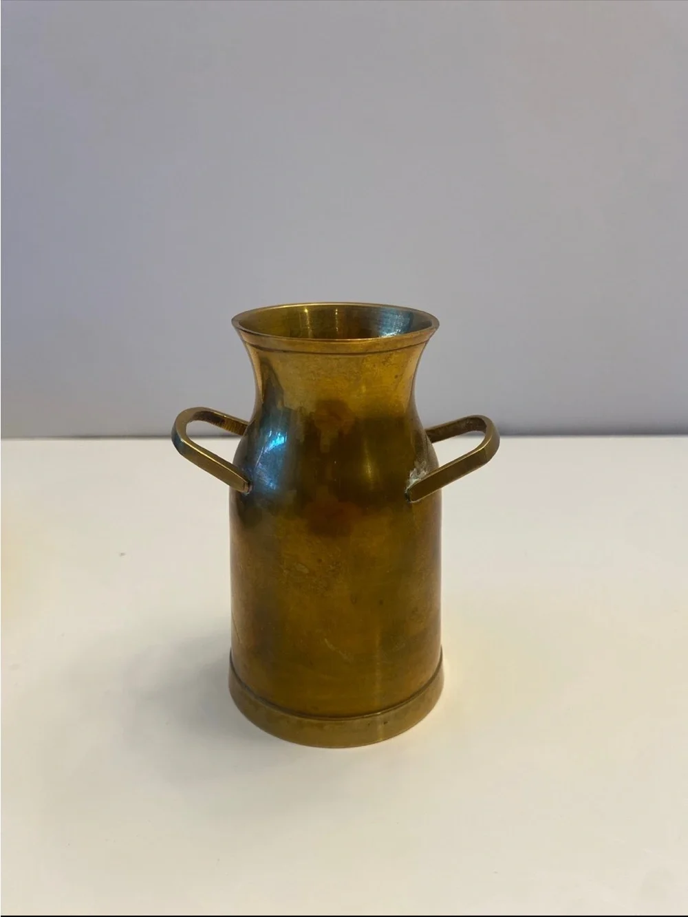 Vintage Solid Brass Mini Milk Can Vase – 4.5”